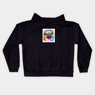 Pug Dog Watercolour Kids Hoodie